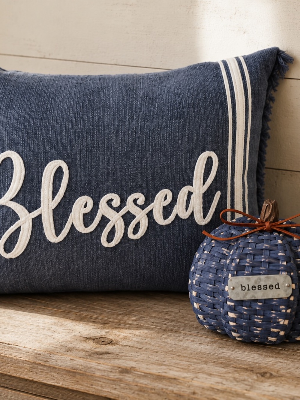 Farmhouse Fall Blue Decor pillow pumpkin set